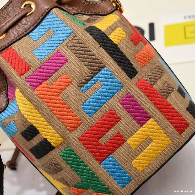 Affordable HOT Motif with Brown Mini Tresor Canvas Fendi In Woven Bucket Bag Handle Mon FF 0528